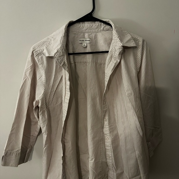 Studio Works Cream Striped Shirt - Picture 1 of 3